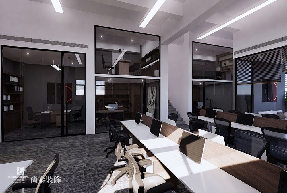 深圳寶安鼎新科技園檢測公司現(xiàn)代簡約辦公室裝修設(shè)計(jì)
