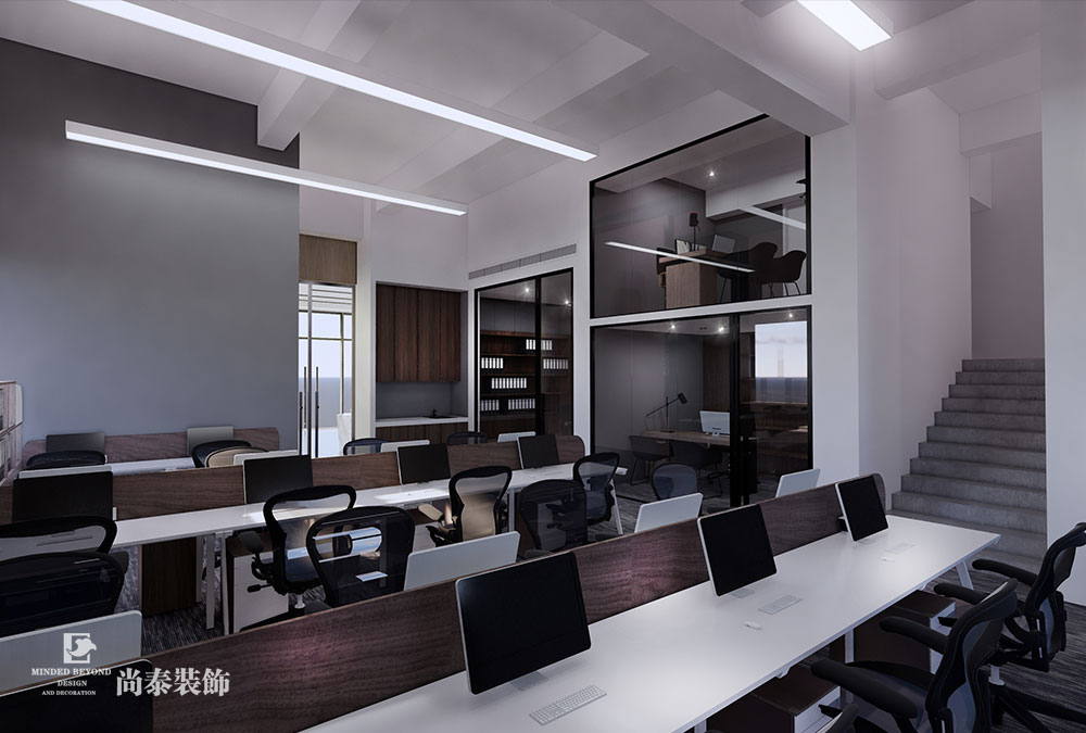 深圳寶安鼎新科技園檢測公司現(xiàn)代簡約辦公室裝修設(shè)計(jì)