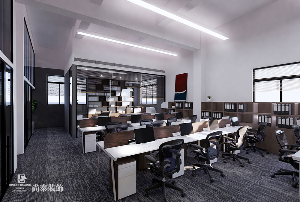 深圳寶安鼎新科技園檢測公司現(xiàn)代簡約辦公室裝修設(shè)計(jì)