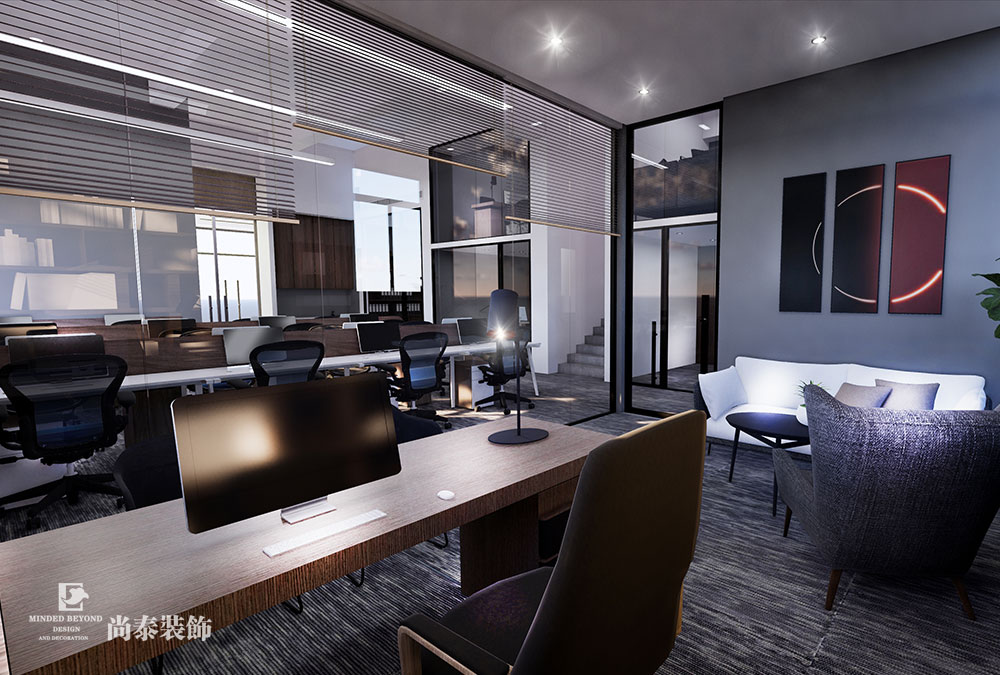 深圳寶安鼎新科技園檢測公司現(xiàn)代簡約辦公室裝修設(shè)計(jì)