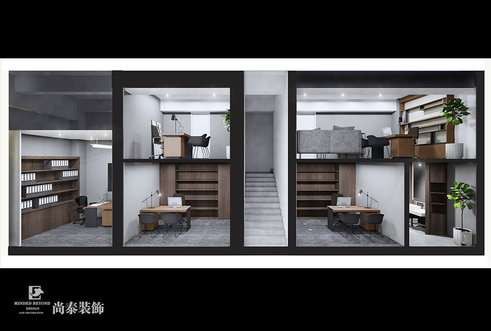 深圳寶安鼎新科技園檢測公司現(xiàn)代簡約辦公室裝修設(shè)計(jì)