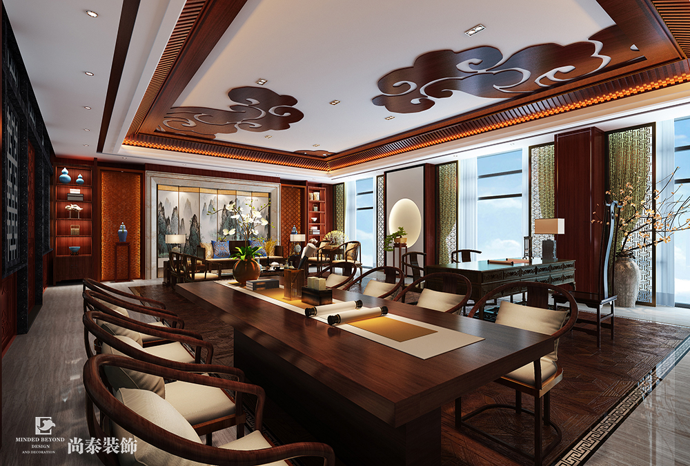 中式辦公室裝修風(fēng)格效果圖