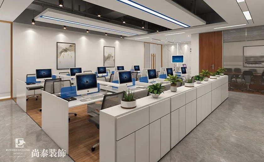 200㎡新中式辦公室開放辦公區(qū)設(shè)計效果圖