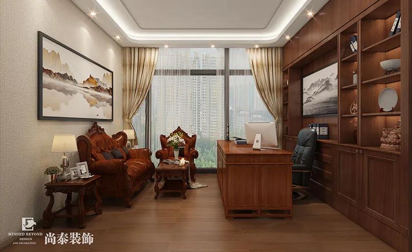 200㎡新中式總經(jīng)理辦公室設(shè)計效果圖