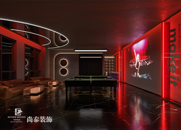 小酒館設(shè)計：惠州100平米復古風臺球廳小酒館裝修設(shè)計案例